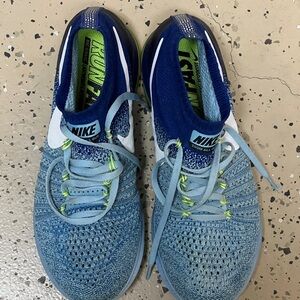Nike Blue and Lime Knit Running Shoes